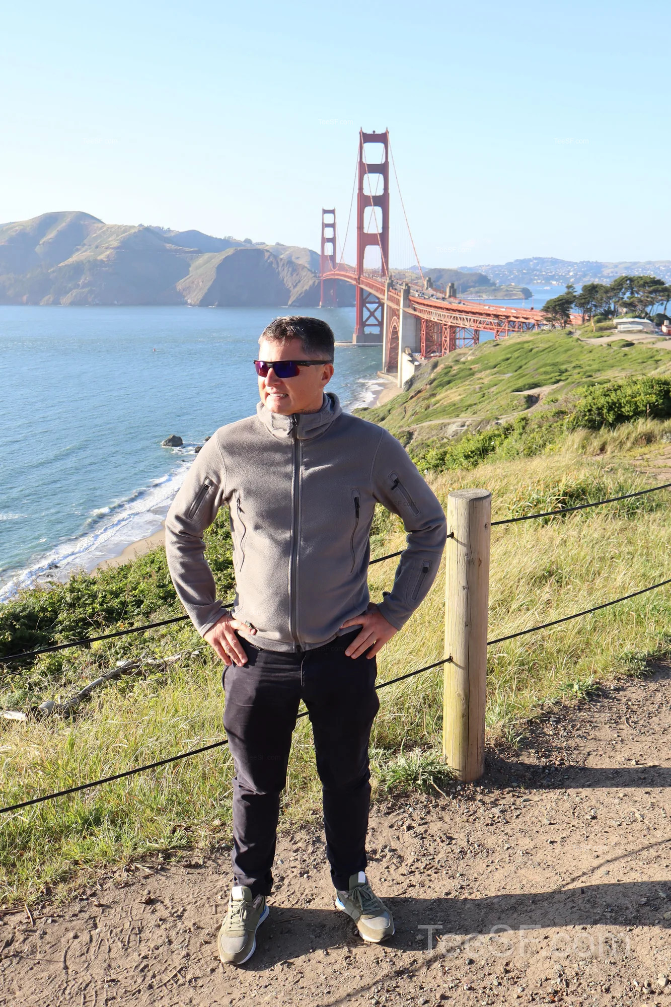 golden Gate Bridge Overlook Selfie during a Stripe Sessions 2026 visit in San Francisco.